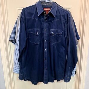 Dark Blue Casual Button Down Shirt Cody James western